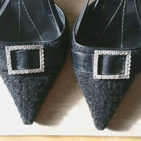 Kate Spade Black Wool Slingback w/Rhinestones - Picture 2 of 14